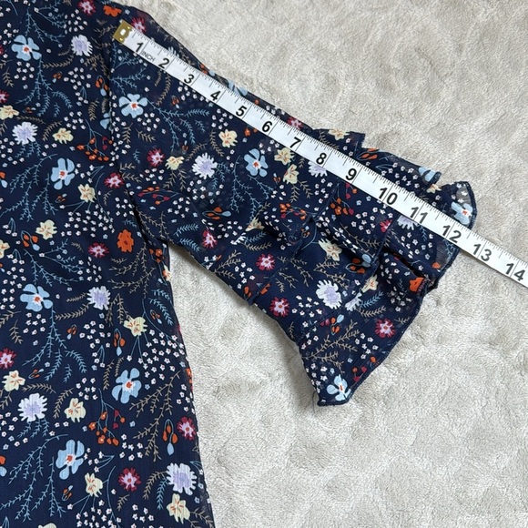 Smukke Teen Girl Navy Floral Semi Formal Dress Ruffle Sleeve Lined Holiday 14 - Picture 8 of 13